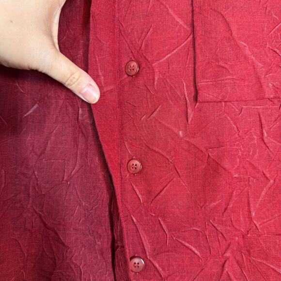 Bosco Uomo Shirt Men Large Red Textured Short Sleeve Button Up Vintage 70s 80s - Picture 8 of 13